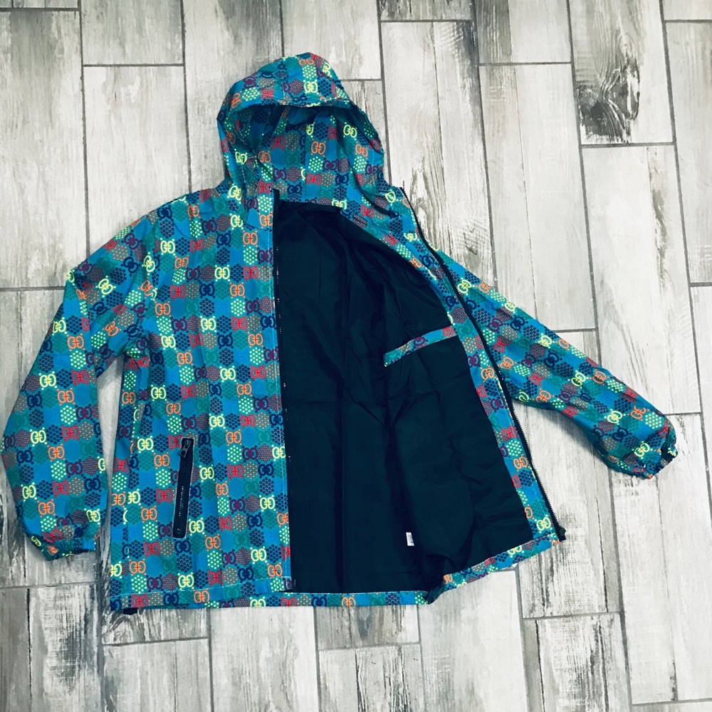 Neon Lightweight Windbreaker Hooded Rain Jacket